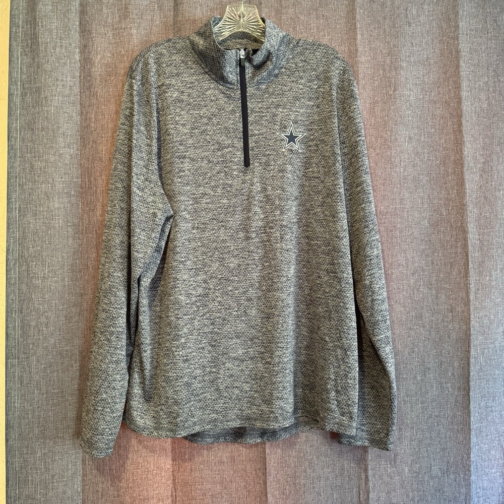 Dallas Cowboys NFL Authentic Shirt Men's Large Gray W/W&b 1/4 Zip Pullover Nice!